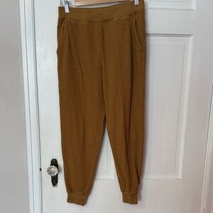 Aerie Pants Women's Thermal Waffle Knit Joggers Mustard Yellow Size Small